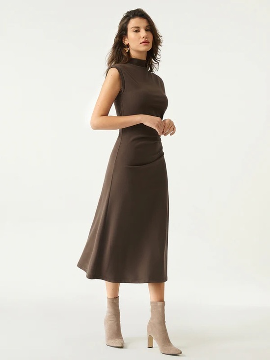 OGL Dresses & Skirts - OGL Mockneck Tucks Midi Dress